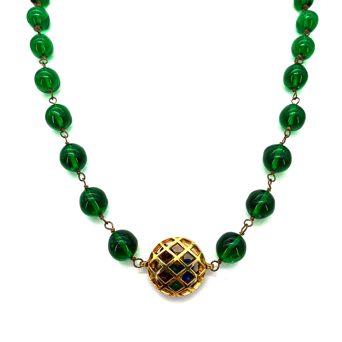 CHANEL VINTAGE NECKLACE GRIPOIX GREEN ACCESSORY 90261281