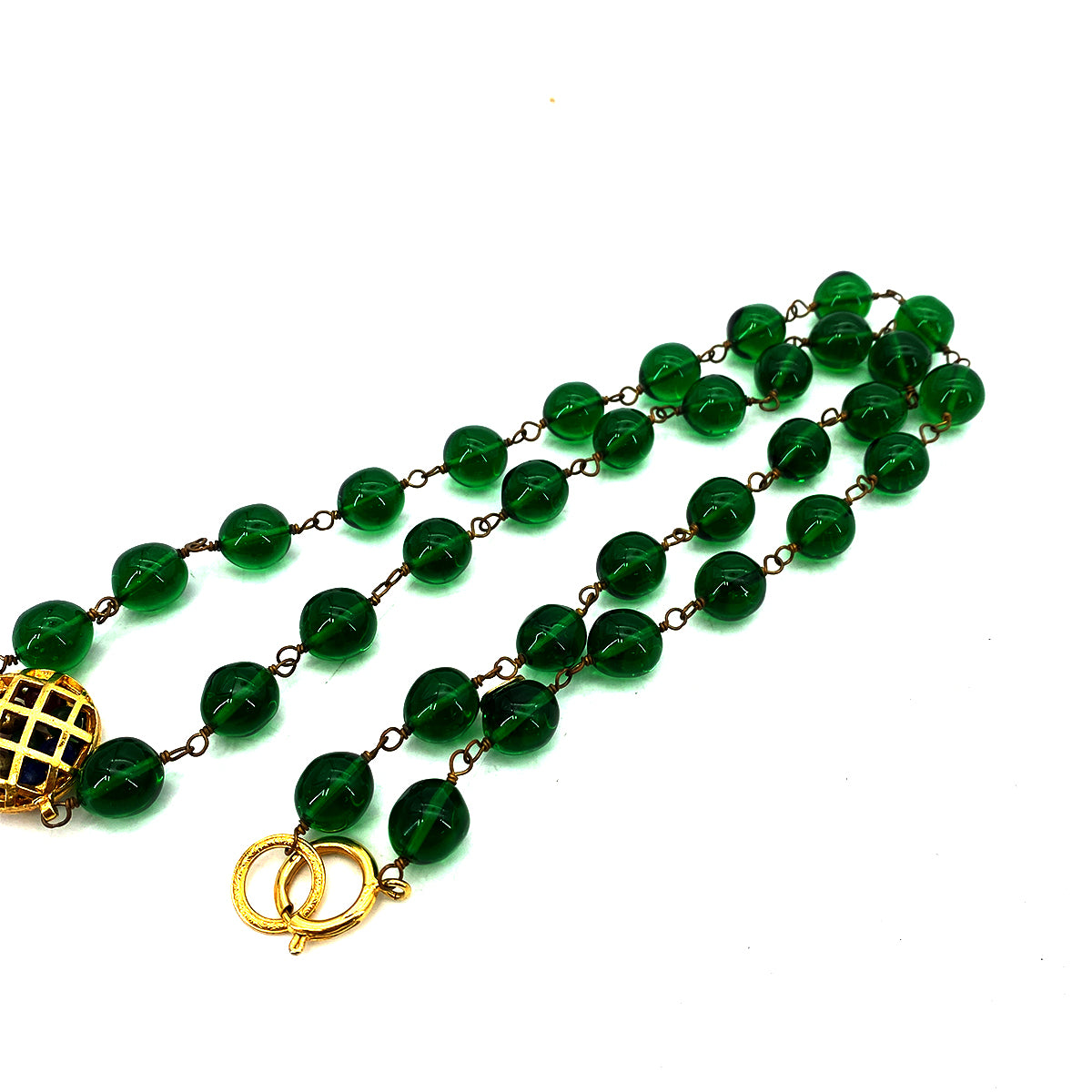 CHANEL VINTAGE NECKLACE GRIPOIX GREEN ACCESSORY 90261281