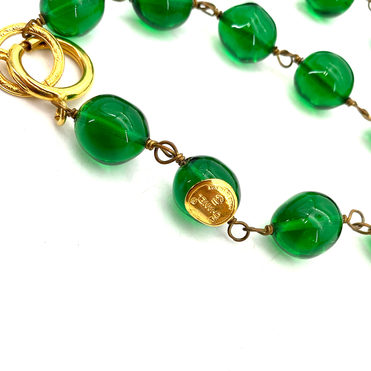 CHANEL VINTAGE NECKLACE GRIPOIX GREEN ACCESSORY 90261281
