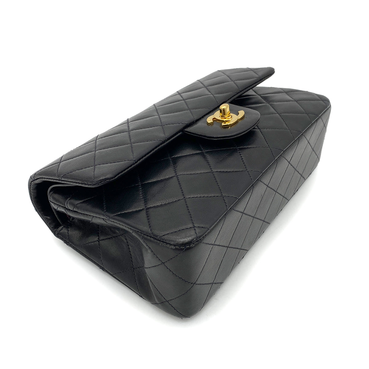 CHANEL VINTAGE CLASSIC FLAP SMALL CHAIN SHOULDER BAG BLACK LAMB SKIN 90261295