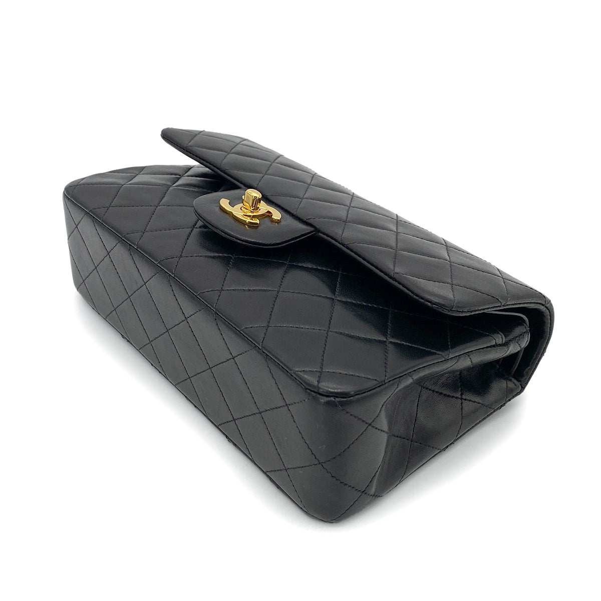 CHANEL VINTAGE CLASSIC FLAP SMALL CHAIN SHOULDER BAG BLACK LAMB SKIN 90261295