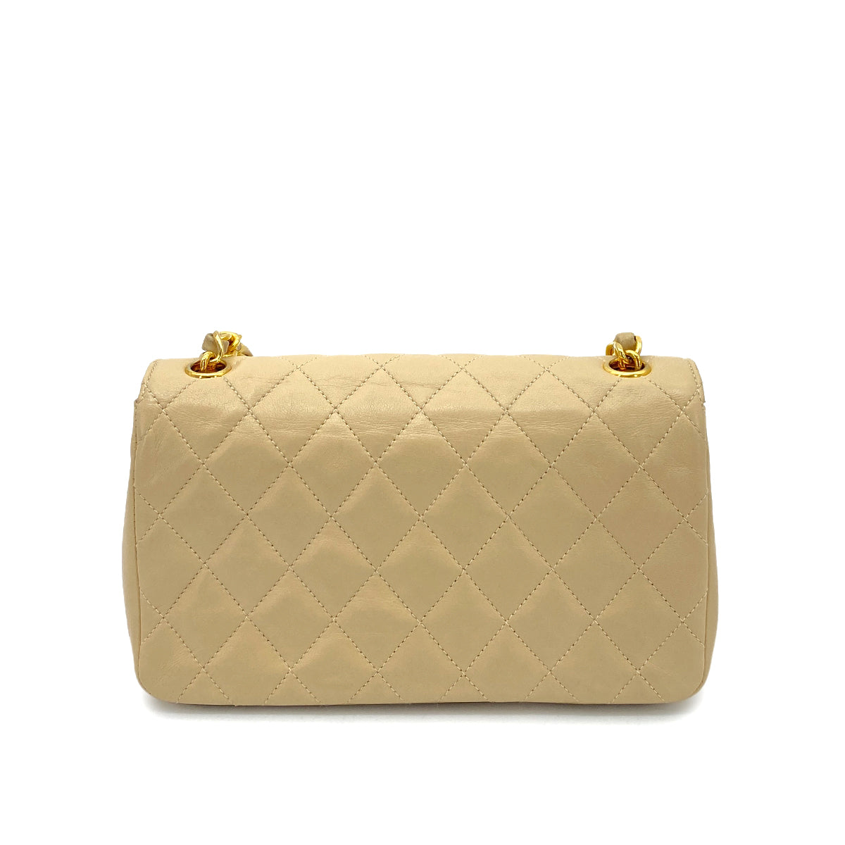 CHANEL VINTAGE MINI MATELASSE CHAIN SHOULDER BAG BEIGE LAMB SKIN 90261298