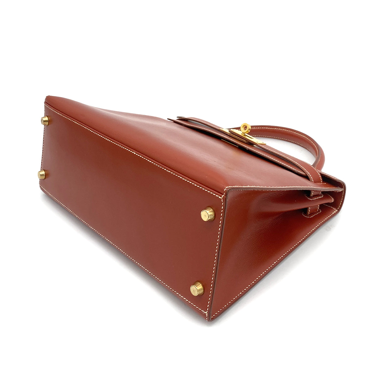 HERMES KELLY 28 SELLIER BRIQUE BOXCALF HAND SHOULDER BAG 〇X GHW 90261303