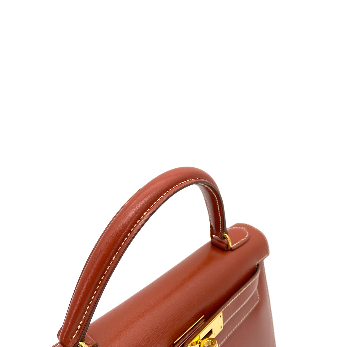 HERMES KELLY 28 SELLIER BRIQUE BOXCALF HAND SHOULDER BAG 〇X GHW 90261303