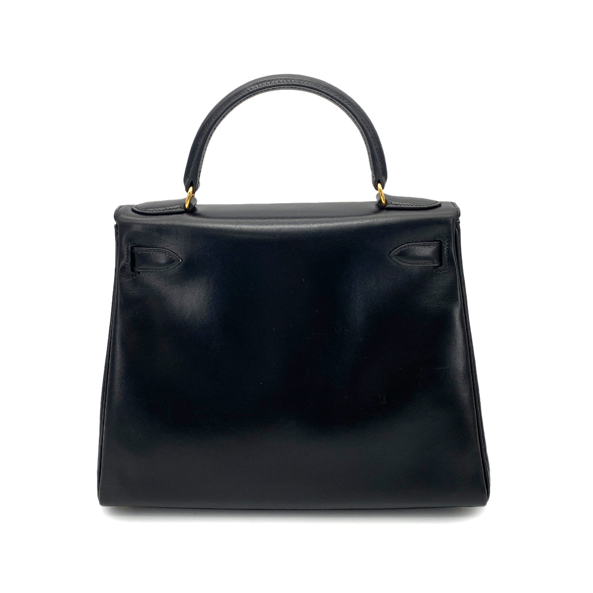 HERMES KELLY 28 RETOURNE BLACK BOXCALF HAND SHOULDER BAG □C GHW 90261305