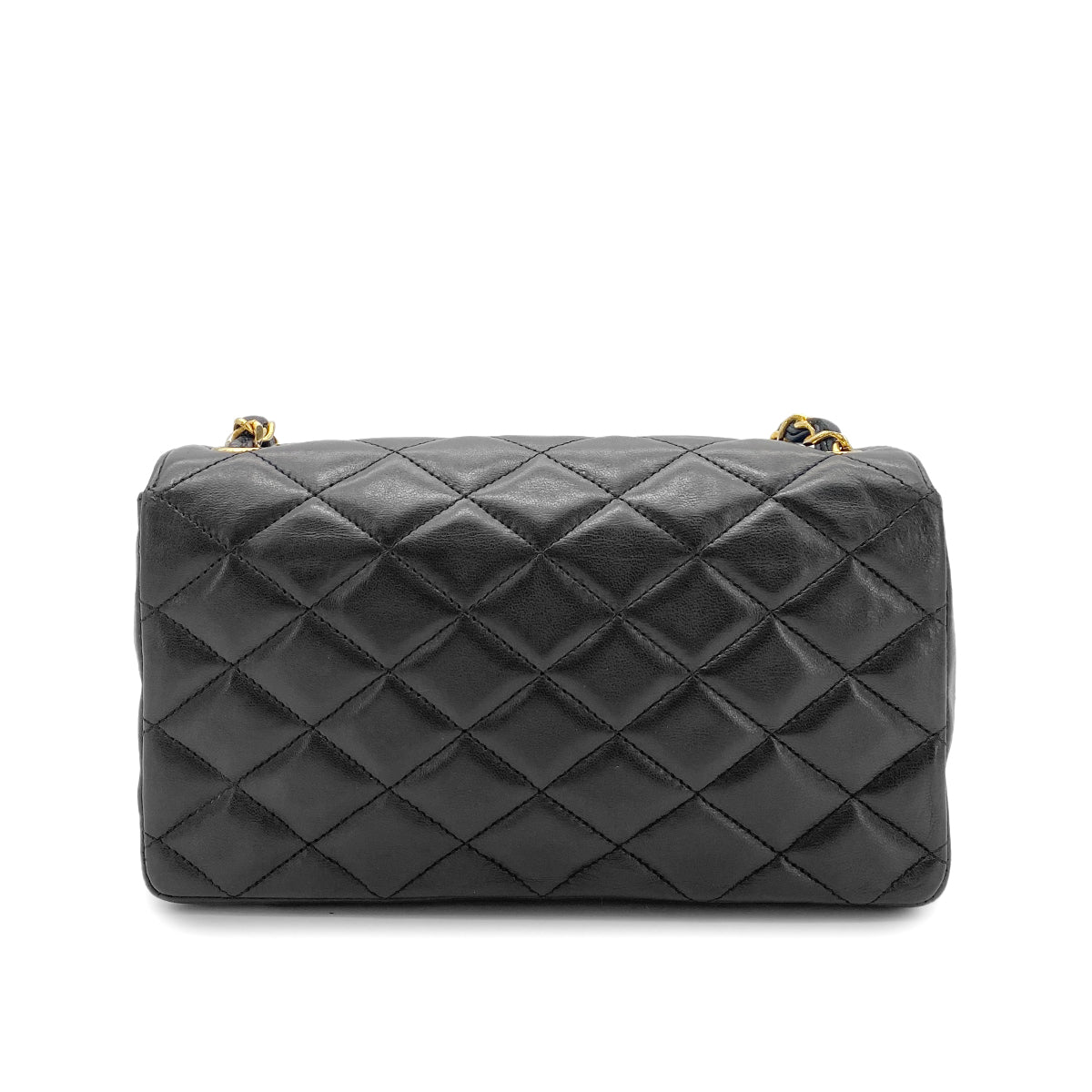 CHANEL VINTAGE MATELASSE BIG COCO CHAIN SHOULDER BAG BLACK LAMB SKIN 90261306