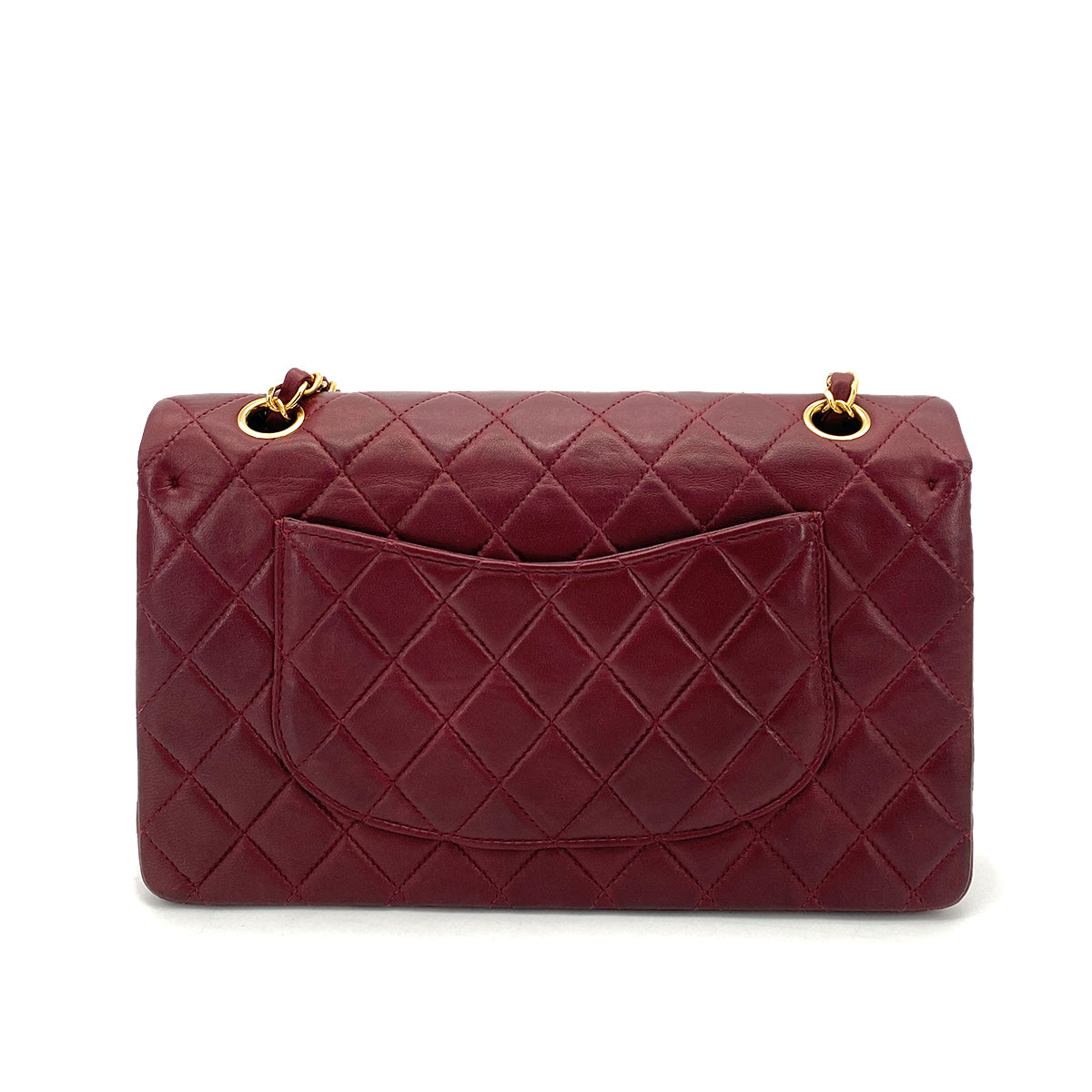 CHANEL VINTAGE CLASSIC FLAP MEDIUM CHAIN SHOULDER BAG BURGUNDY LAMB SKIN 90261309