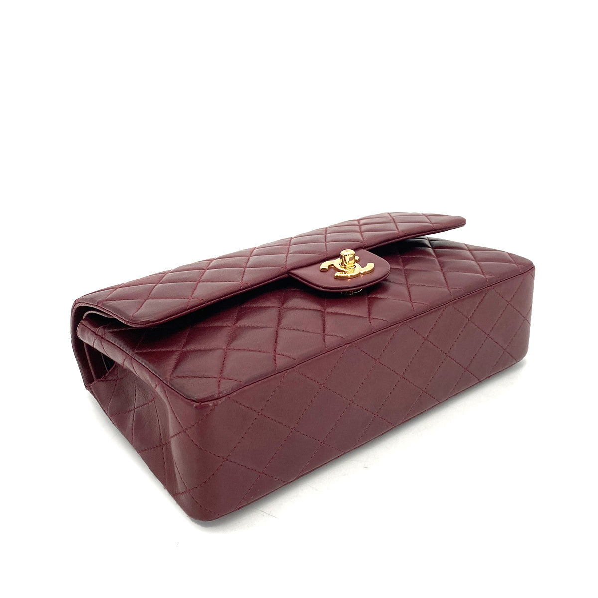 CHANEL VINTAGE CLASSIC FLAP MEDIUM CHAIN SHOULDER BAG BURGUNDY LAMB SKIN 90261309