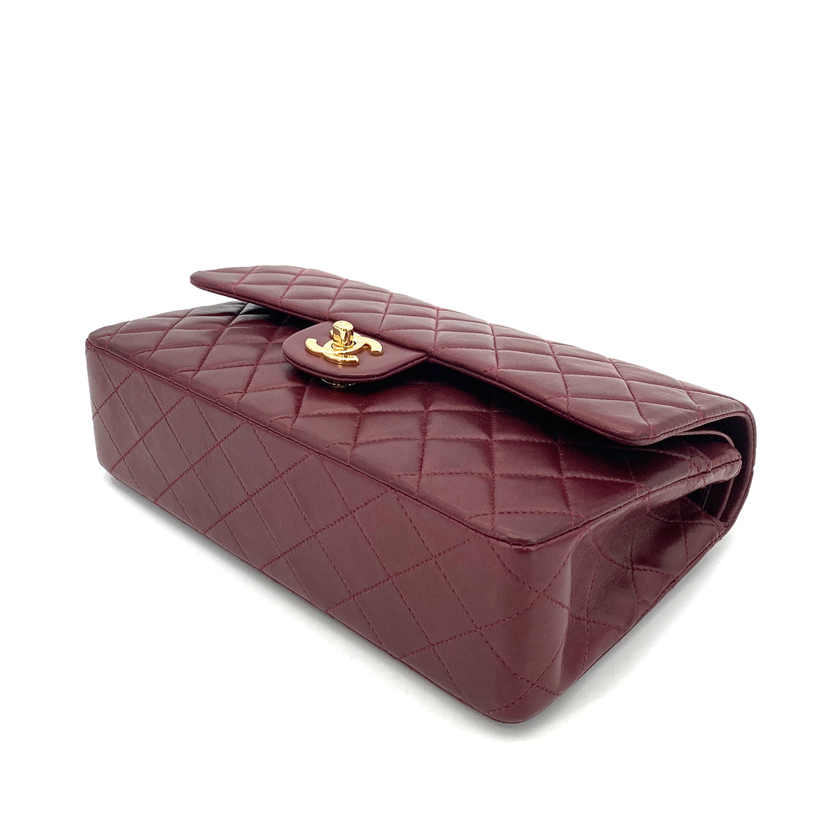 CHANEL VINTAGE CLASSIC FLAP MEDIUM CHAIN SHOULDER BAG BURGUNDY LAMB SKIN 90261309