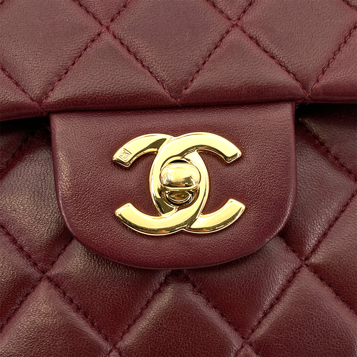 CHANEL VINTAGE CLASSIC FLAP MEDIUM CHAIN SHOULDER BAG BURGUNDY LAMB SKIN 90261309