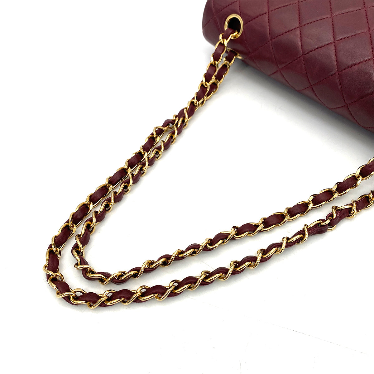 CHANEL VINTAGE CLASSIC FLAP MEDIUM CHAIN SHOULDER BAG BURGUNDY LAMB SKIN 90261309