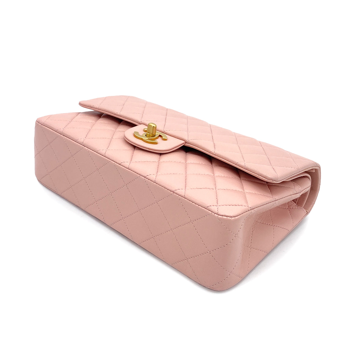 CHANEL VINTAGE CLASSIC FLAP MEDIUM CHAIN SHOULDER BAG PINK LAMB SKIN 90261313