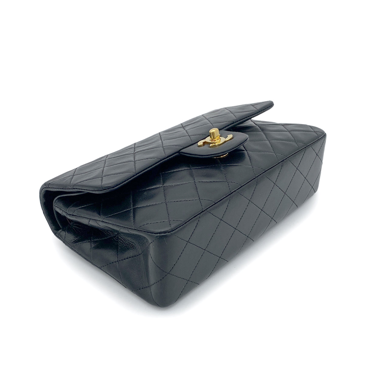 CHANEL VINTAGE CLASSIC FLAP SMALL CHAIN SHOULDER BAG BLACK LAMB SKIN 90261323