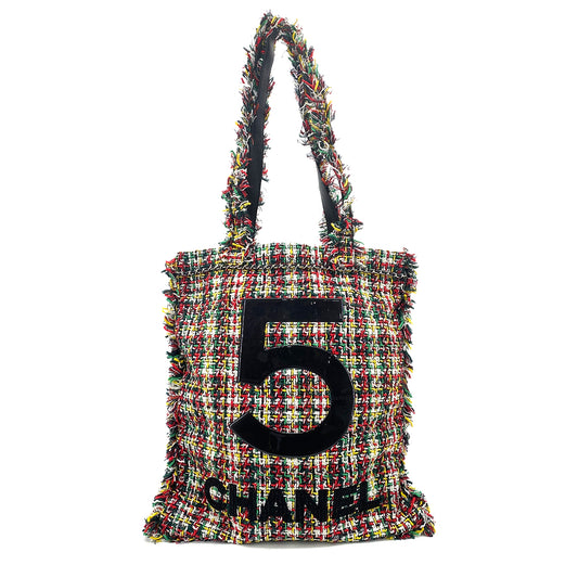CHANEL TOTE BAG MULTI COLOR TWEED FIVE LOGO 90261325