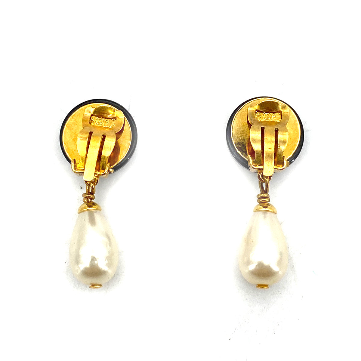 CHANEL VINTAGE EARRINGS SWING FAUX PEARL 96P 90261340