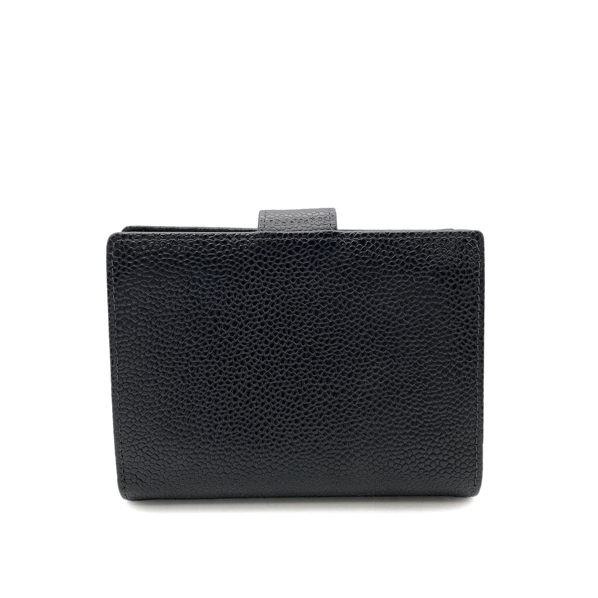 CHANEL VINTAGE BIFOLD COMPACT WALLET BLACK CAVIAR SKIN 90261348