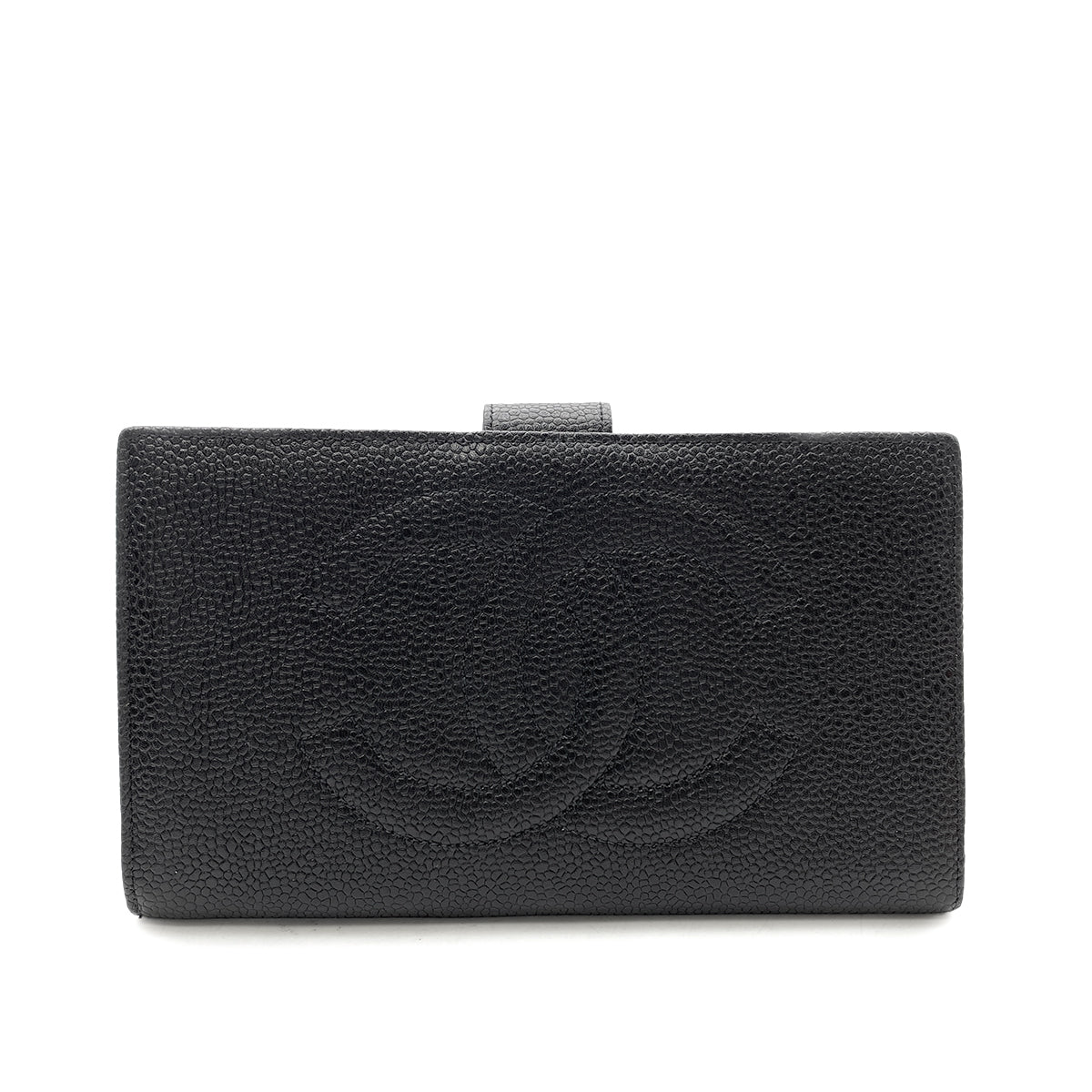 CHANEL VINTAGE BIFOLD LONG WALLET BLACK CAVIAR SKIN 90261349