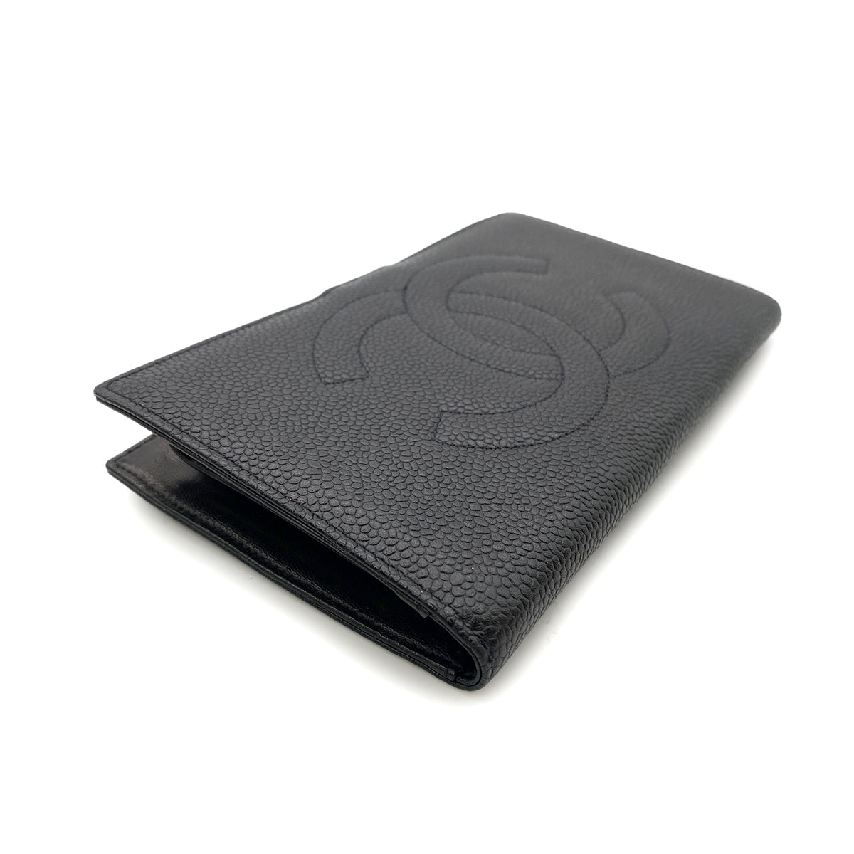 CHANEL VINTAGE BIFOLD LONG WALLET BLACK CAVIAR SKIN 90261349