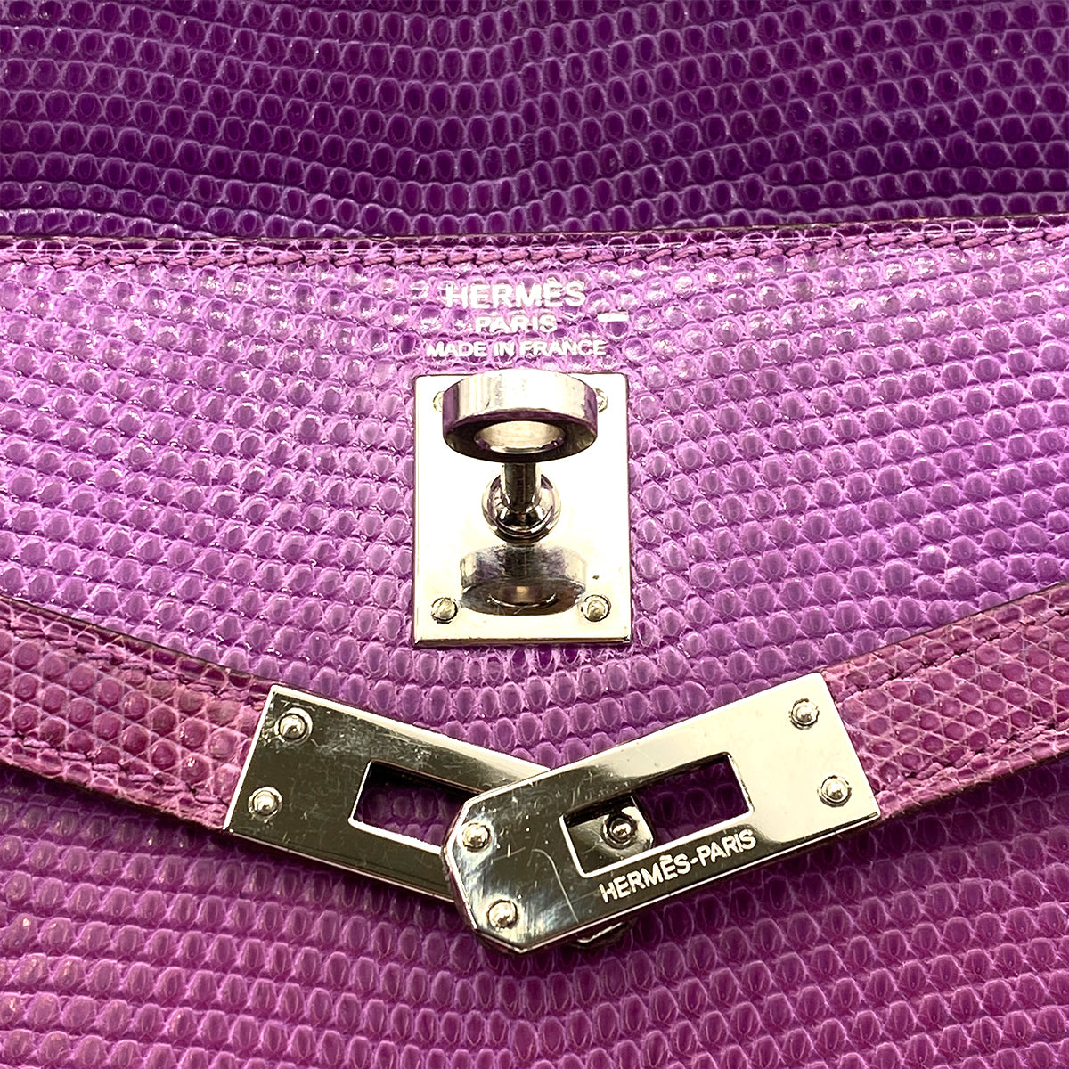 HERMES KELLY 25 SELLIER LIZARD VIOLET HAND SHOULDER BAG SHW □K 90261363