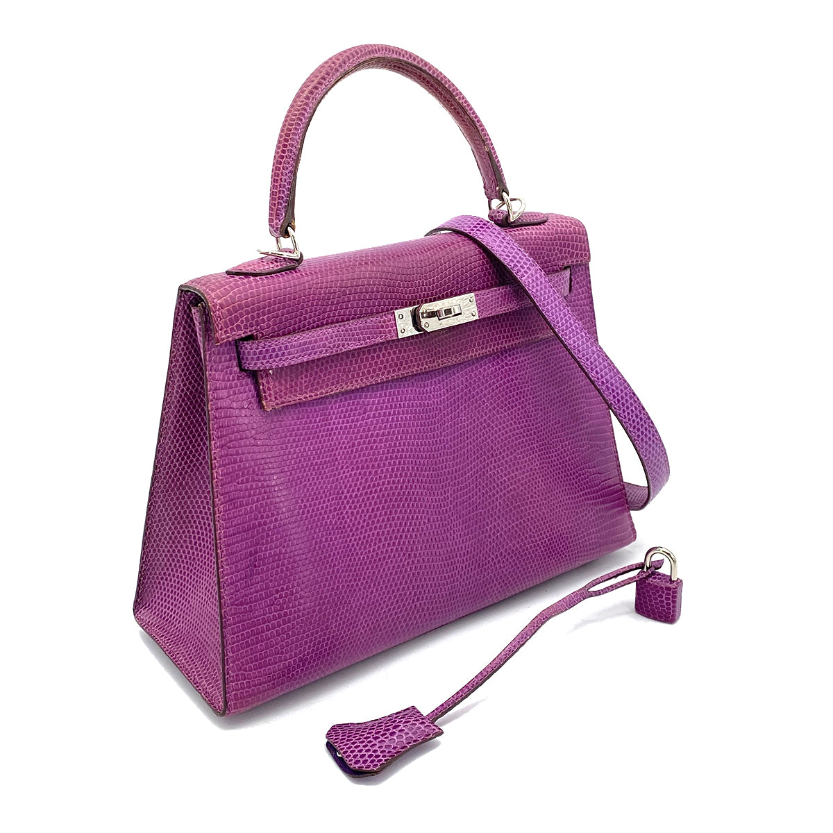 HERMES KELLY 25 SELLIER LIZARD VIOLET HAND SHOULDER BAG SHW □K 90261363