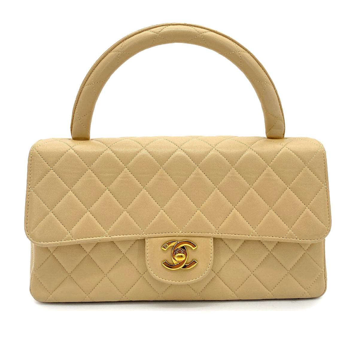 CHANEL VINTAGE PARENT-CHILD BAG PARENT ONLY BEIGE LAMB SKIN 90257491