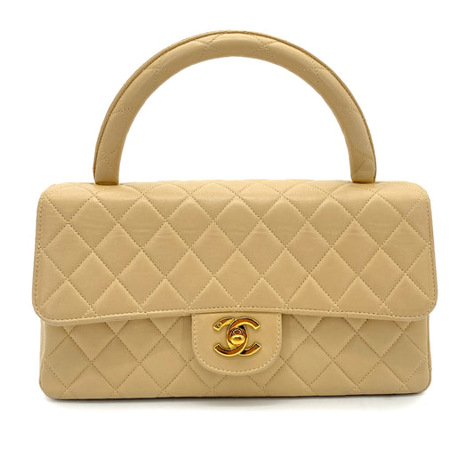 CHANEL VINTAGE PARENT-CHILD BAG PARENT ONLY BEIGE LAMB SKIN 90257491