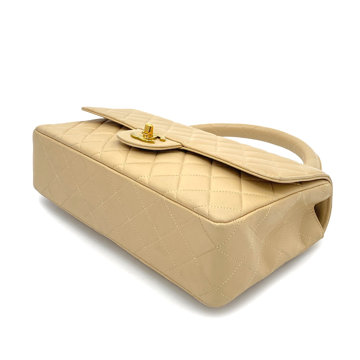 CHANEL VINTAGE PARENT-CHILD BAG PARENT ONLY BEIGE LAMB SKIN 90257491