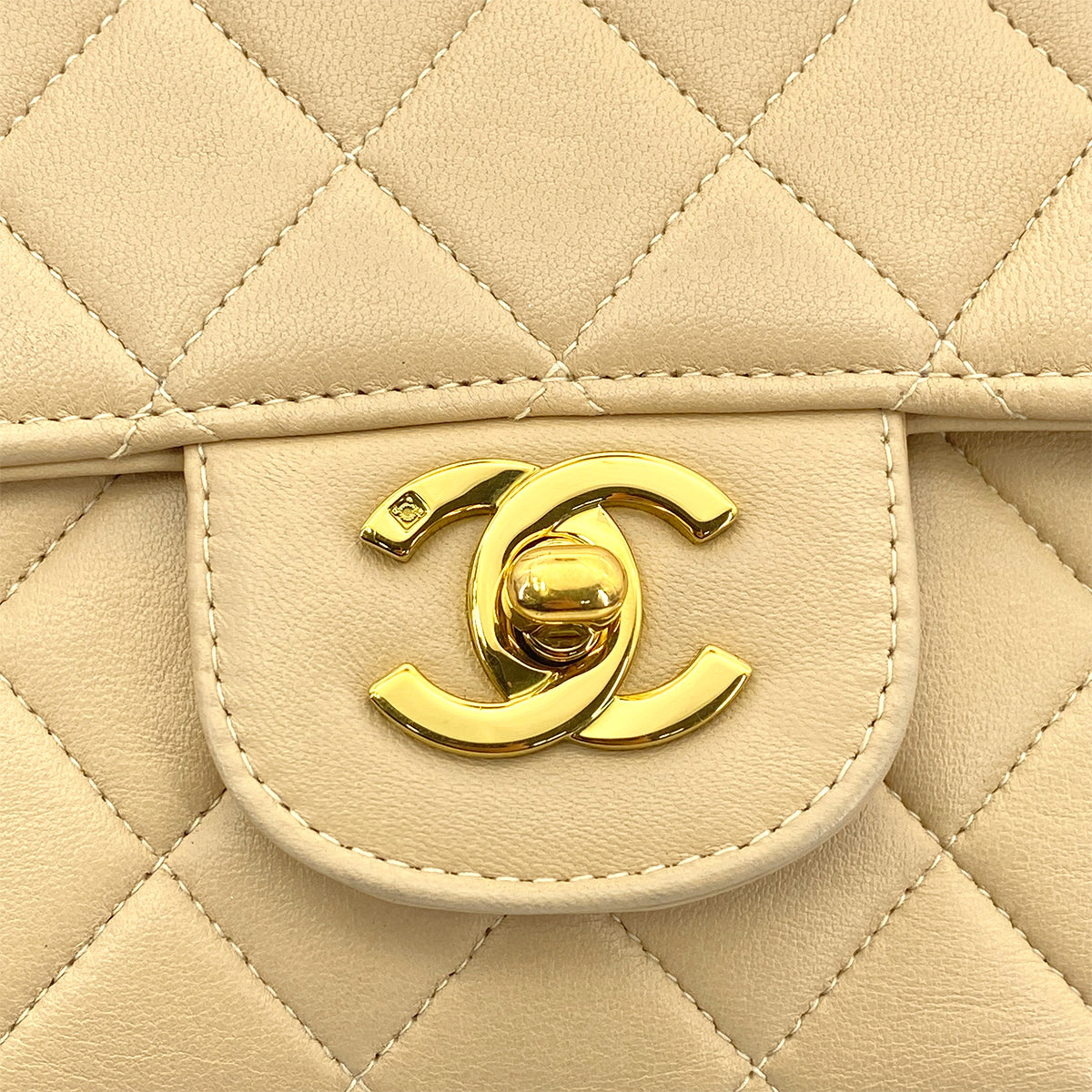 CHANEL VINTAGE PARENT-CHILD BAG PARENT ONLY BEIGE LAMB SKIN 90257491