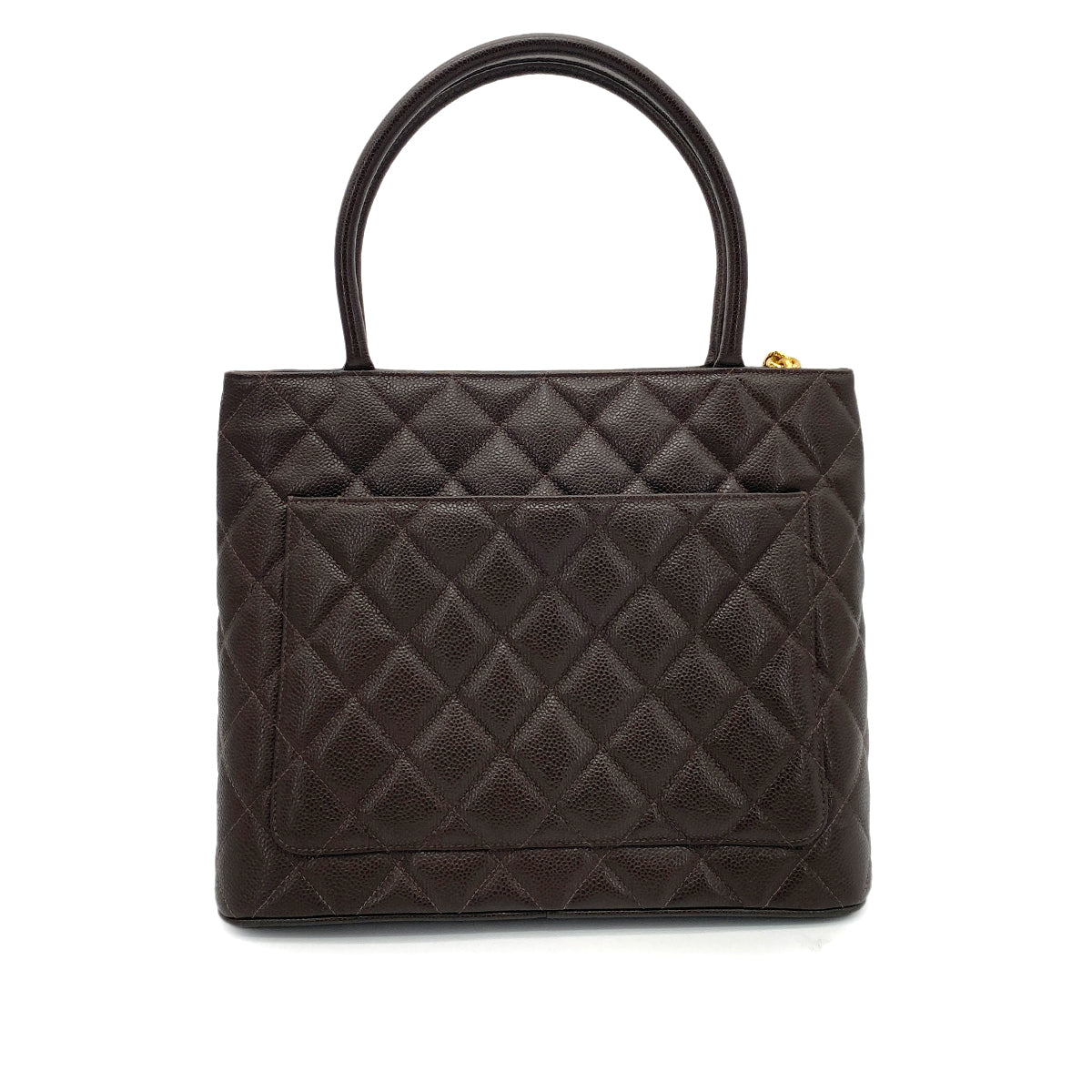 CHANEL VINTAGE MEDALLION TOTE BAG BROWN CAVIAR SKIN 90261565