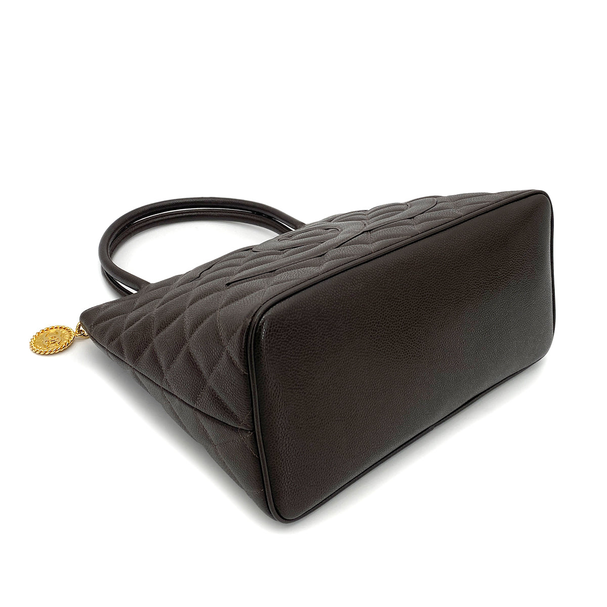 CHANEL VINTAGE MEDALLION TOTE BAG BROWN CAVIAR SKIN 90261565