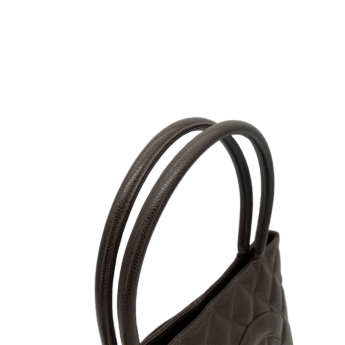 CHANEL VINTAGE MEDALLION TOTE BAG BROWN CAVIAR SKIN 90261565