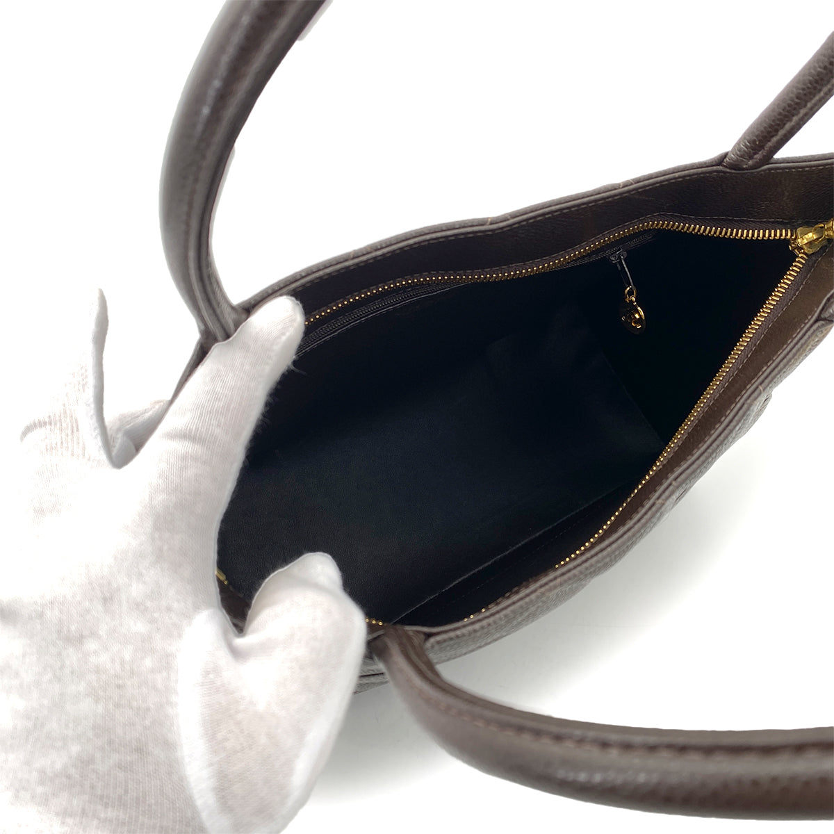 CHANEL VINTAGE MEDALLION TOTE BAG BROWN CAVIAR SKIN 90261565