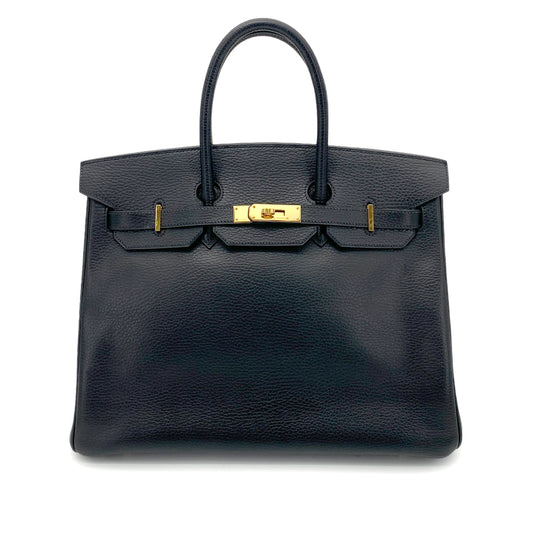 HERMES BIRKIN 35 BLACK ARDENNES HAND BAG □F GHW 90261568
