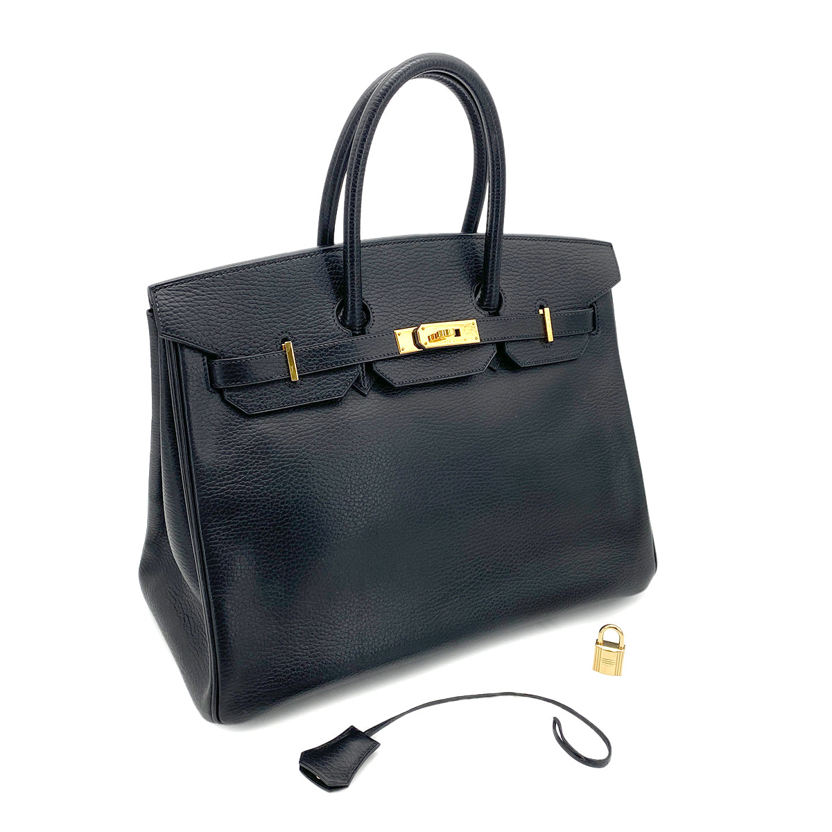 HERMES BIRKIN 35 BLACK ARDENNES HAND BAG □F GHW 90261568
