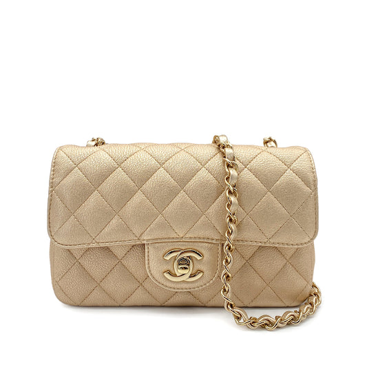 CHANEL MATELASSE 20 CHAIN SHOULDER BAG GOLD LAMB SKIN 90261569