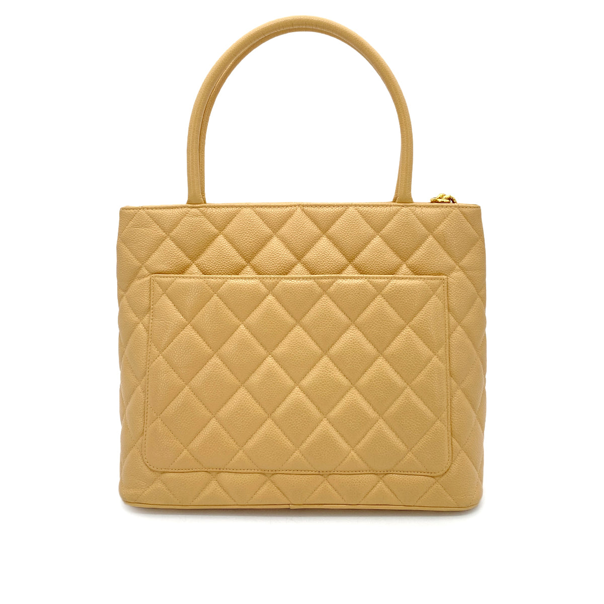 CHANEL VINTAGE MEDALLION TOTE BAG BEIGE CAVIAR SKIN 90261572