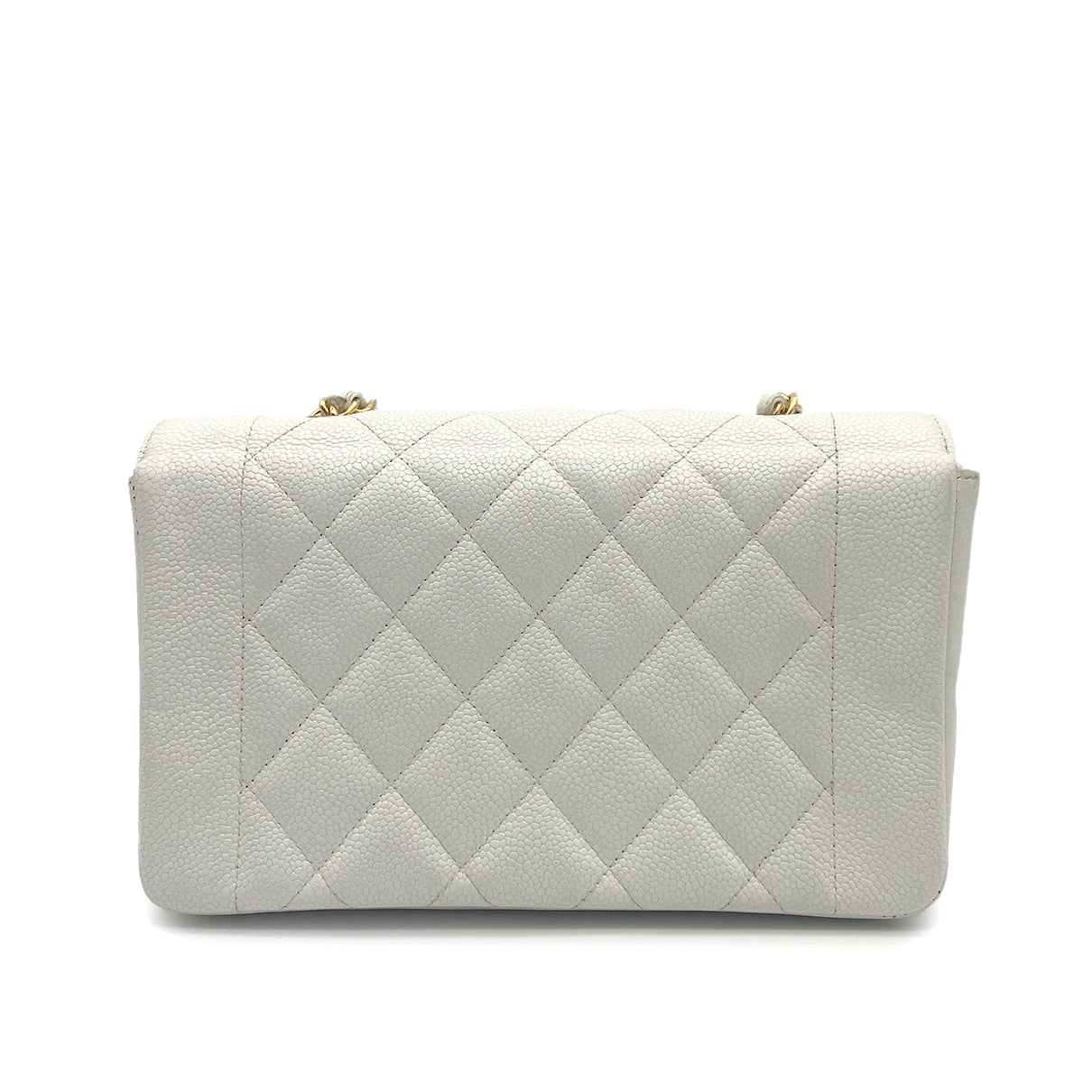 CHANEL VINTAGE DIANA SMALL CHAIN SHOULDER BAG WHITE CAVIAR SKIN 90261574