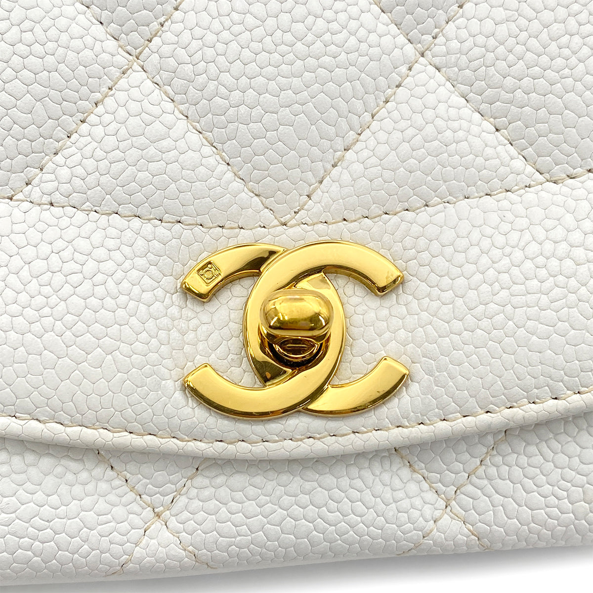 CHANEL VINTAGE DIANA SMALL CHAIN SHOULDER BAG WHITE CAVIAR SKIN 90261574