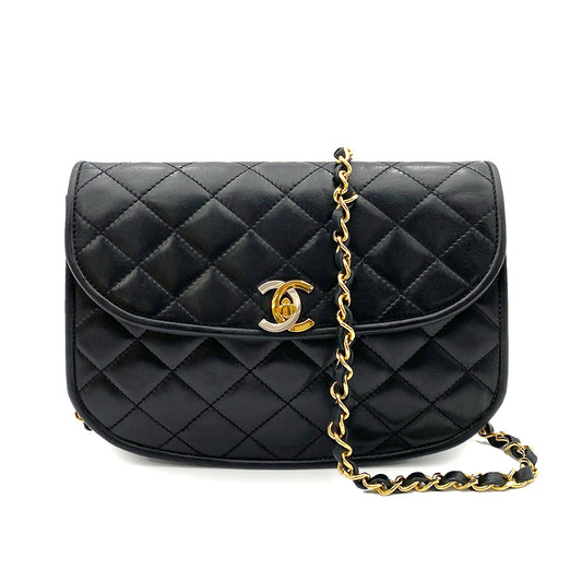 CHANEL VINTAGE PARIS ONLY MATELASSE CHAIN SHOULDER BAG BLACK LAMB SKIN 90261579