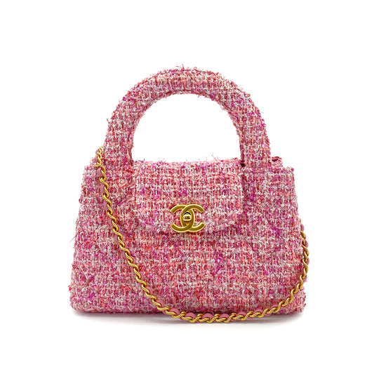 CHANEL MATELASSE CHAIN HAND SHOULDER BAG PINK TWEED 90261582