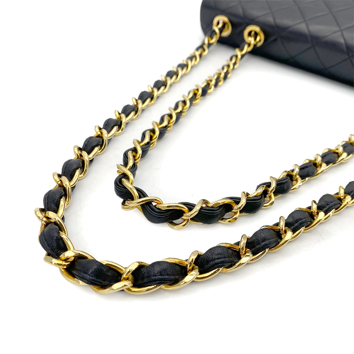 CHANEL VINTAGE MAXI MATELASSE 34 CHAIN SHOULDER BAG BLACK LAMB SKIN 90261589