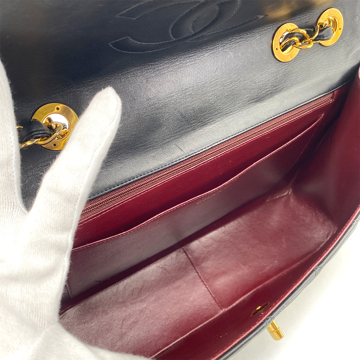 CHANEL VINTAGE MAXI MATELASSE 34 CHAIN SHOULDER BAG BLACK LAMB SKIN 90261589