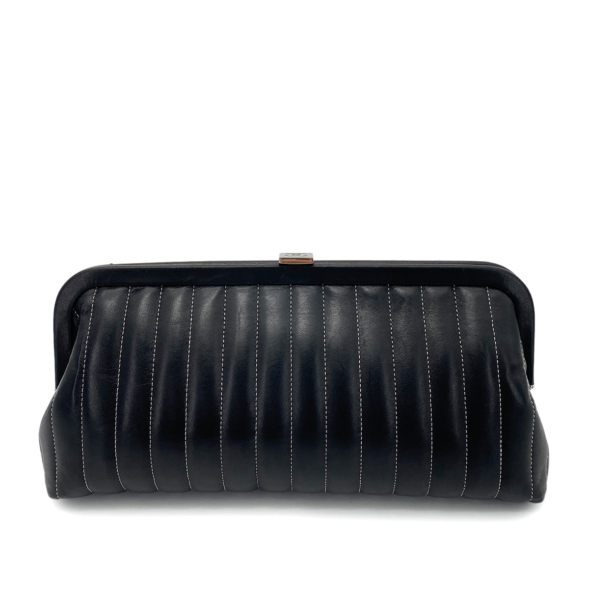 CHANEL VINTAGE NEW MADEMOISELLE CLUTCH BAG BLACK LAMB SKIN 90261599