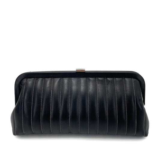 CHANEL VINTAGE NEW MADEMOISELLE CLUTCH BAG BLACK LAMB SKIN 90261599