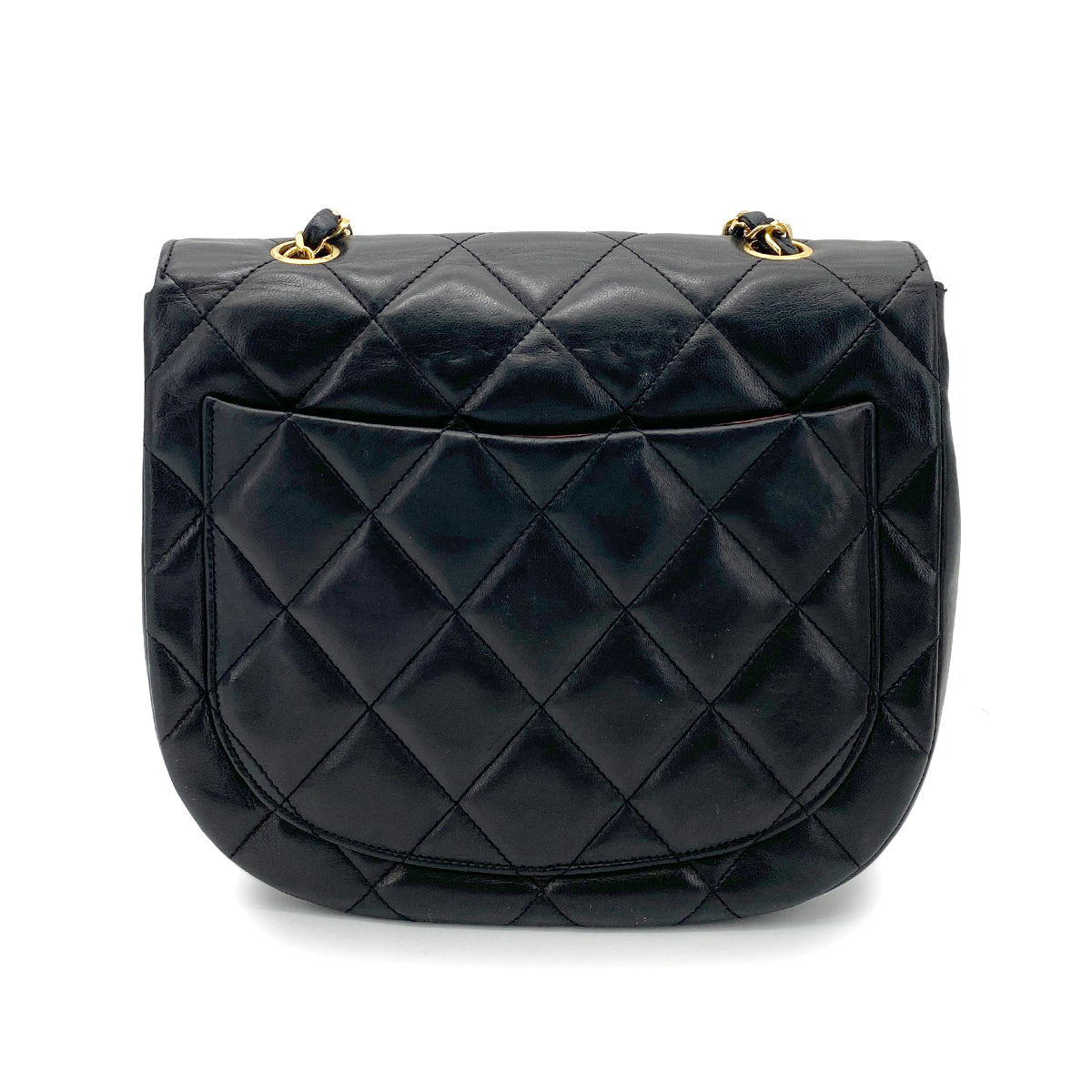 CHANEL VINTAGE BIG COCO MATELASSE CHAIN SHOULDER BAG BLACK LAMB SKIN 90261600