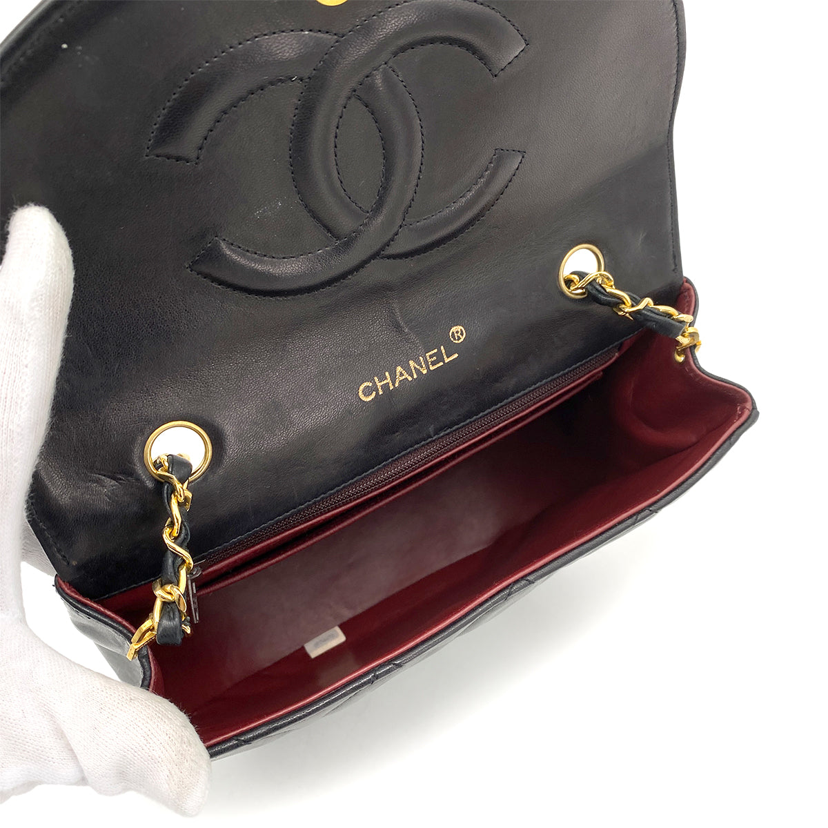 CHANEL VINTAGE BIG COCO MATELASSE CHAIN SHOULDER BAG BLACK LAMB SKIN 90261600