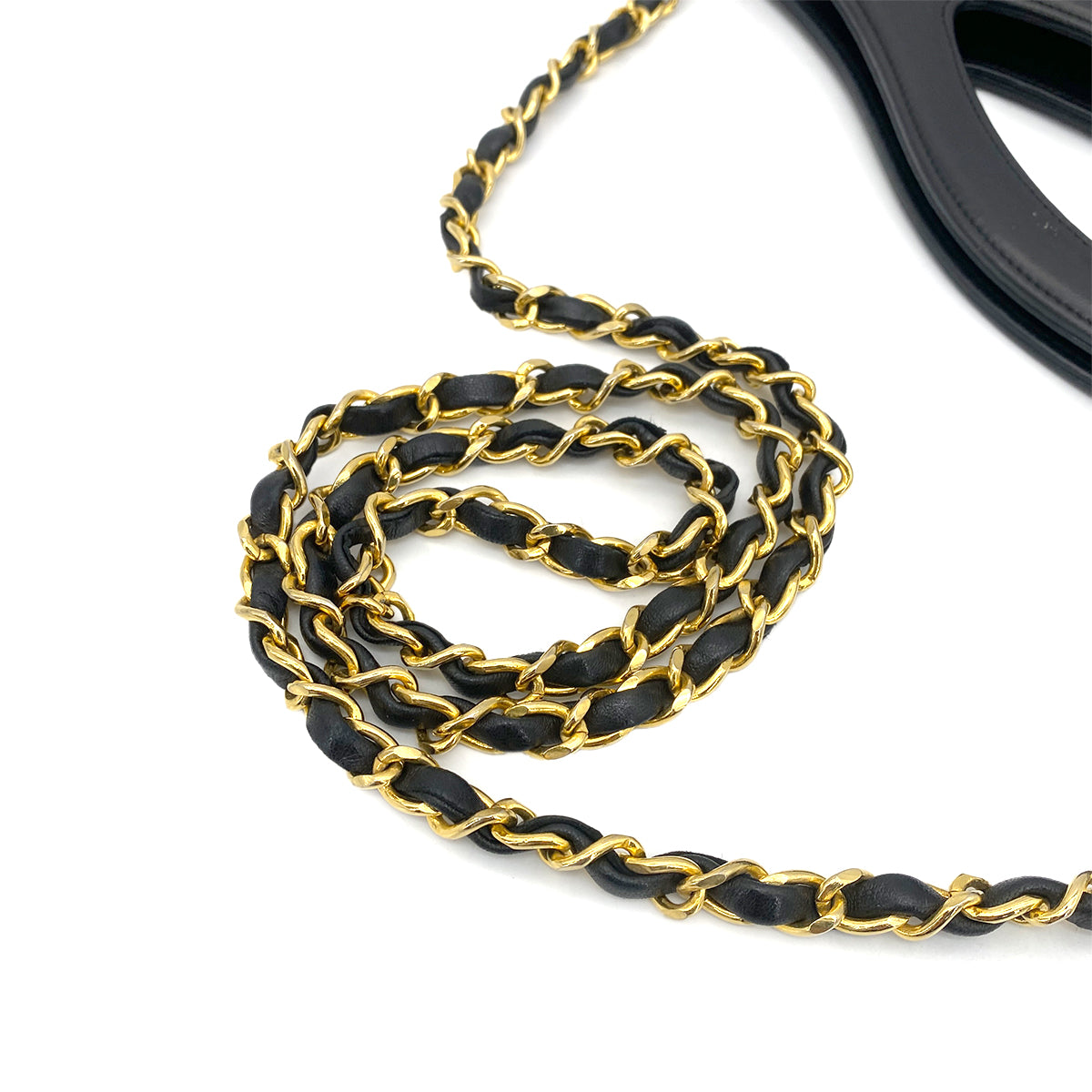 CHANEL VINTAGE CHAIN HAND SHOULDER BAG BLACK LAMB SKIN 90261615