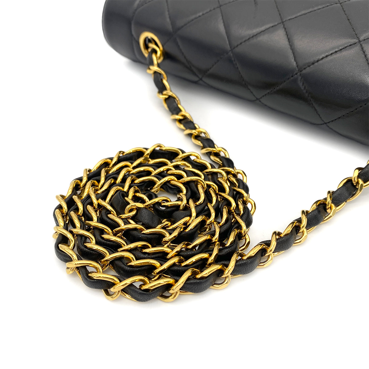CHANEL VINTAGE DIANA MEDIUM CHAIN SHOULDER BAG BLACK LAMB SKIN 90261635