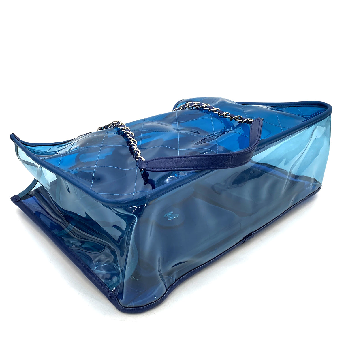 CHANEL COCO SPLASH TOTE BAG CLEAR BLUE VINYL LEATHER 90261646