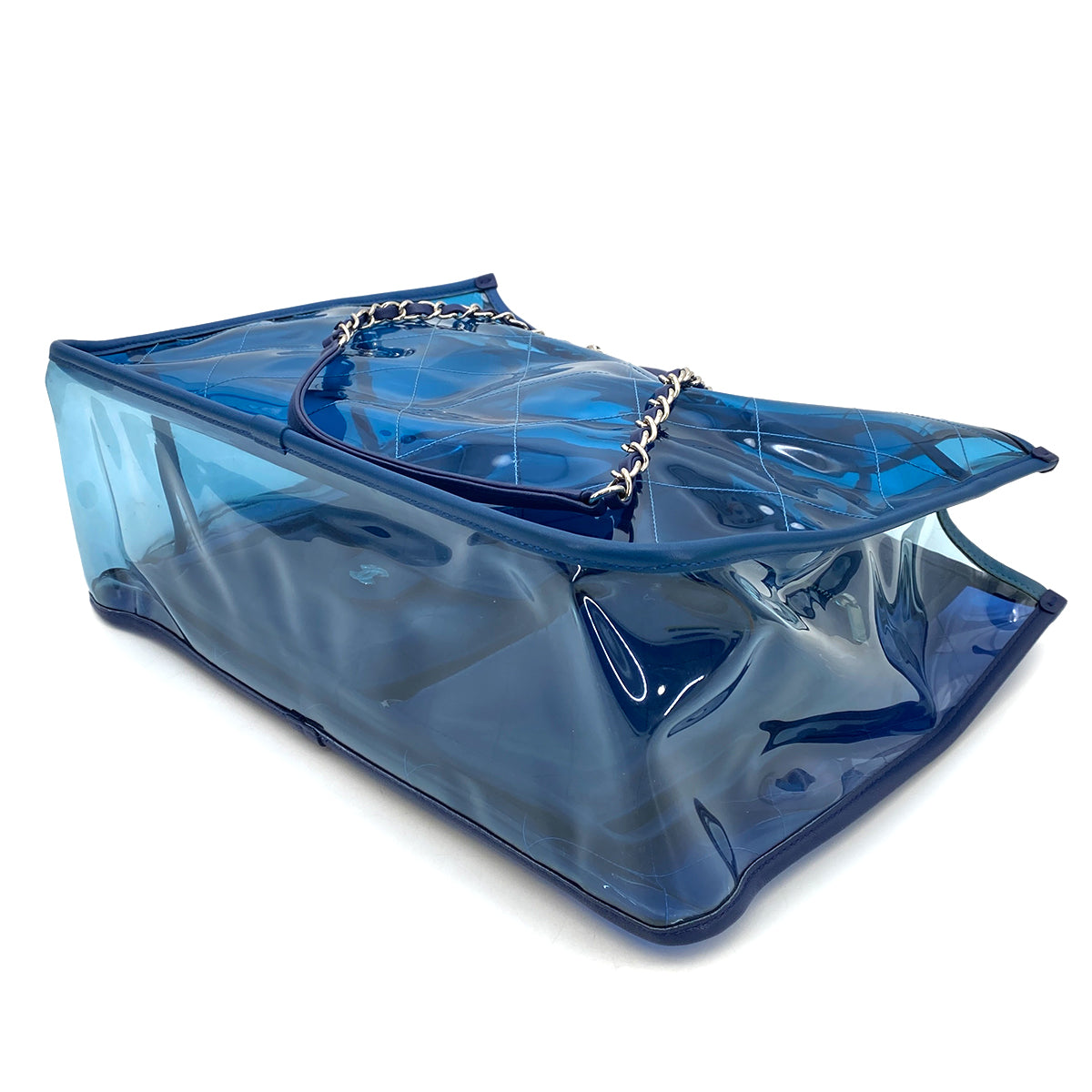CHANEL COCO SPLASH TOTE BAG CLEAR BLUE VINYL LEATHER 90261646
